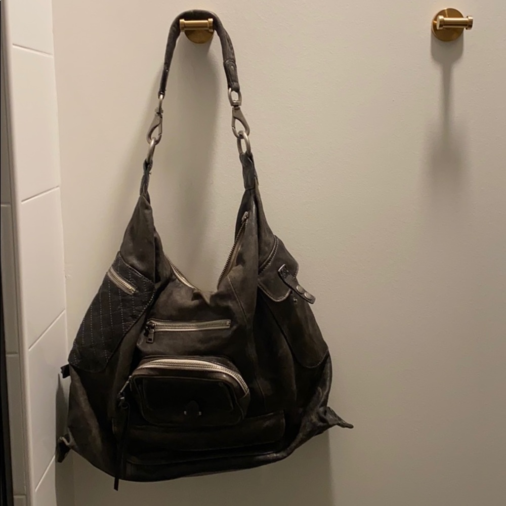 Andrew Marc Charcoal Leather Hobo